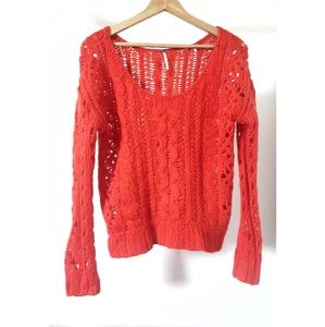 free people red/orange knitted sweater